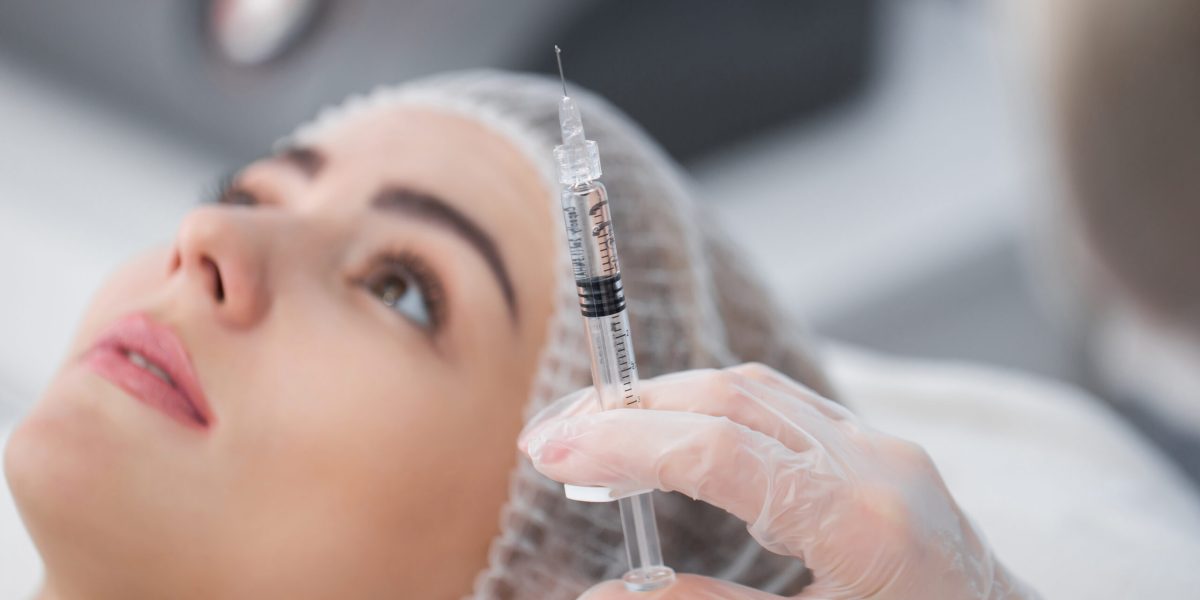 Syringe with filler for face contouring or augmentation. Model,